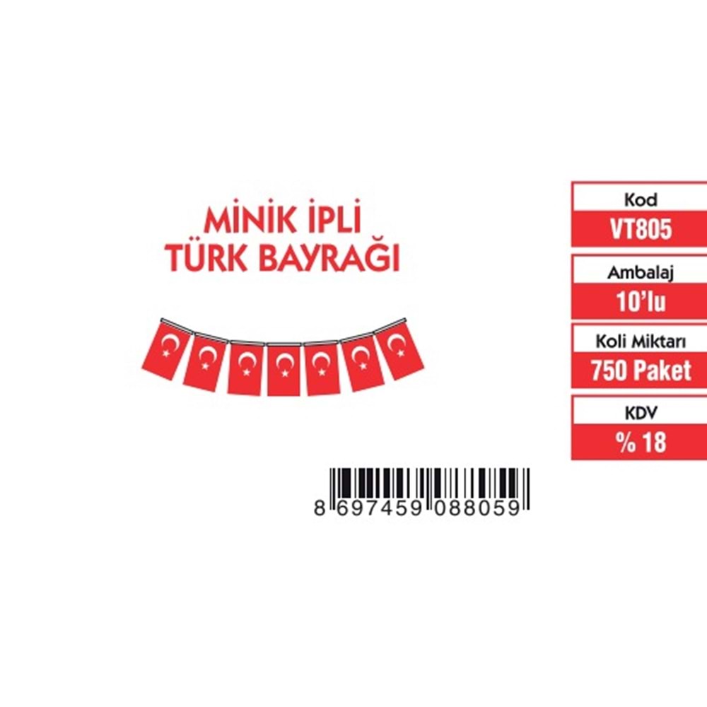 MİNİK İPLİ TÜRK BAYRAĞI