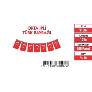 ORTA İPLİ TÜRK BAYRAĞI
